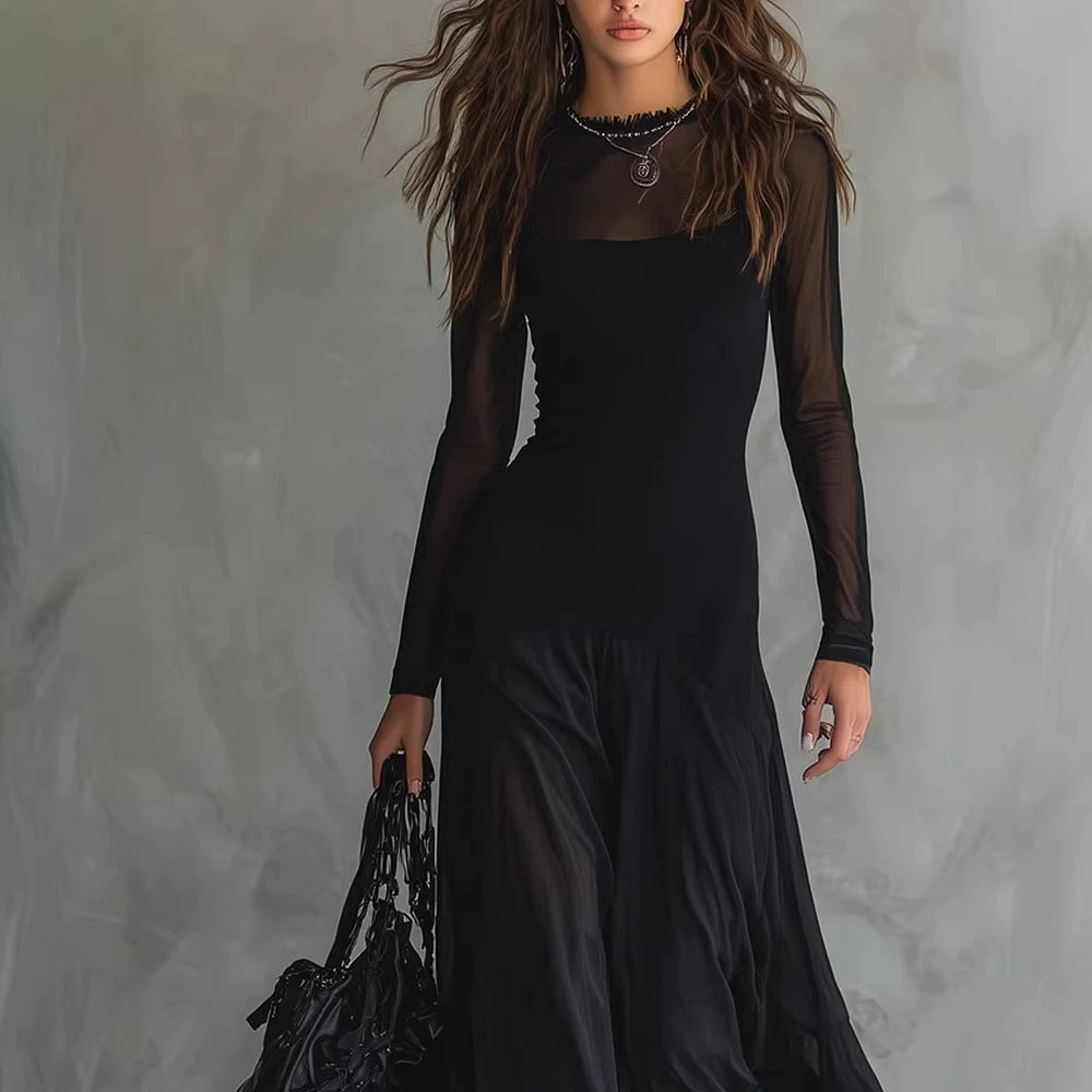 ZARA Sexy Elegant Sheer Mesh Patchwork Dress